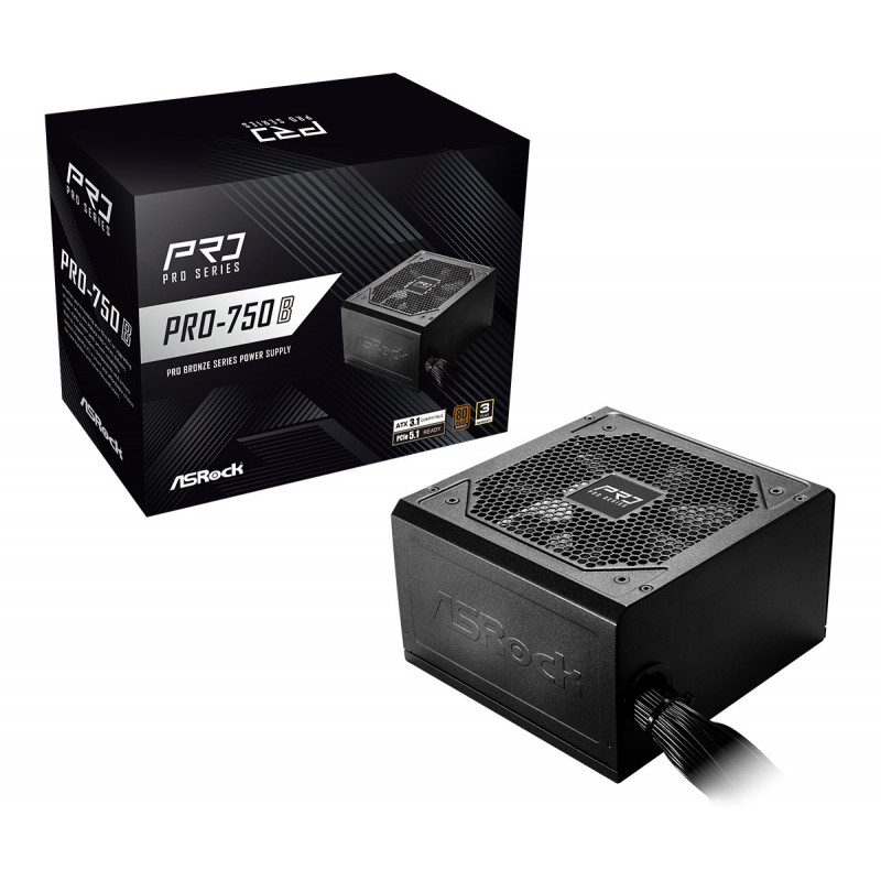 Asrock PRO-750B virtalähdeyksikkö 750 W 24-pin ATX ATX Musta