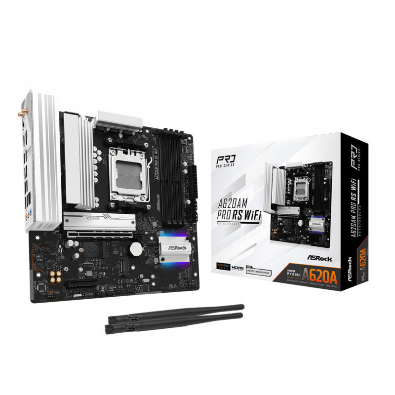 Asrock A620AM Pro RS WiFi AMD A620A Pistoke AM5 mikro ATX