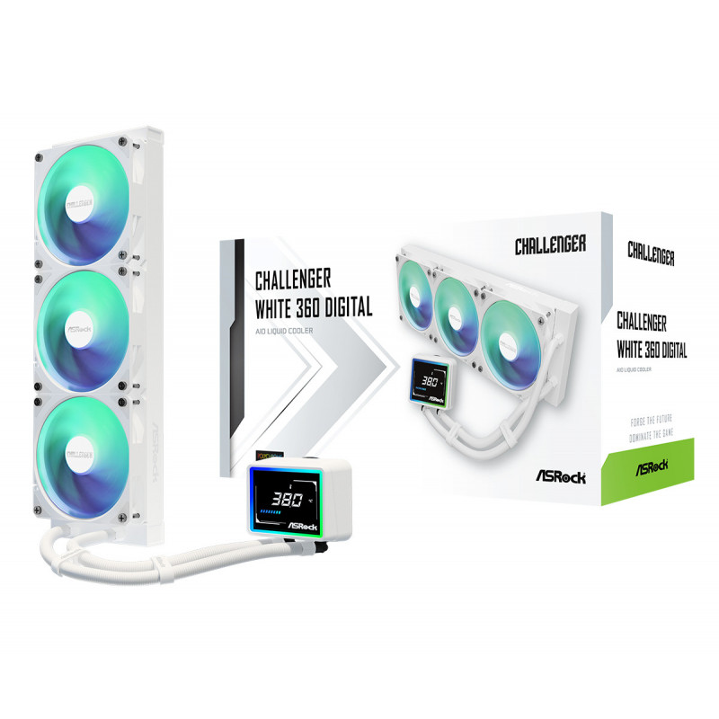Asrock Challenger White 360 Digital Suoritin Nestejäähdytyspakkaus 12 cm Valkoinen