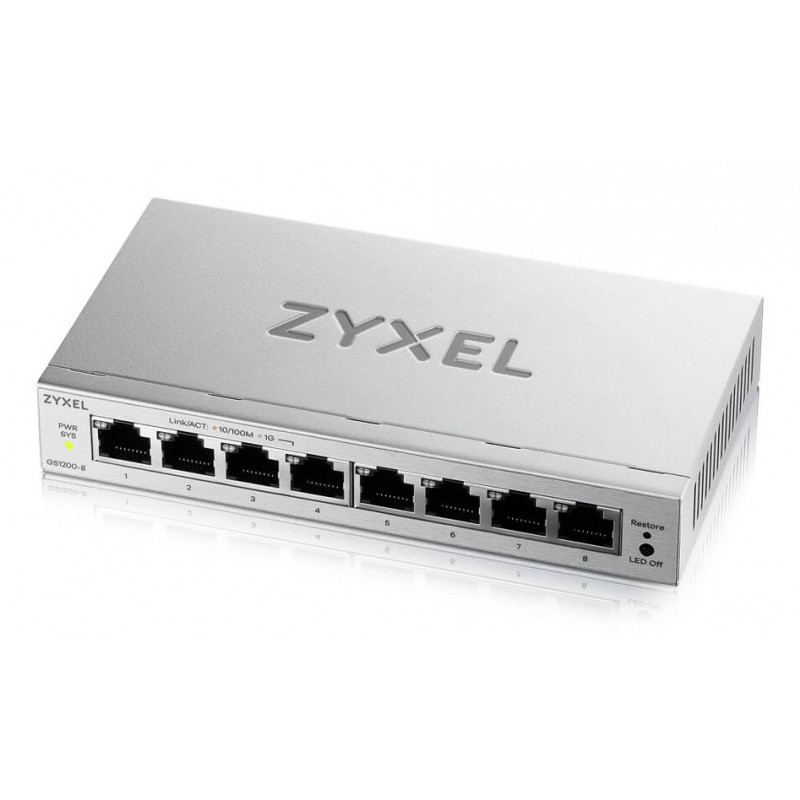 Zyxel GS1200-8V3 Hallittu L2 Gigabit Ethernet (10 100 1000) Työpöytä Harmaa
