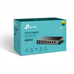 TP-Link TL-SG108PE verkkokytkin Hallittu L2 Gigabit Ethernet (10 100 1000) Power over Ethernet -tuki Musta