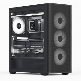 Aerocool D501A Midi Tower Musta, Puu