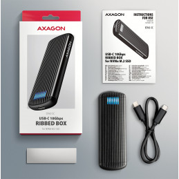 Axagon SSD-kotelo Harmaa, Musta M.2