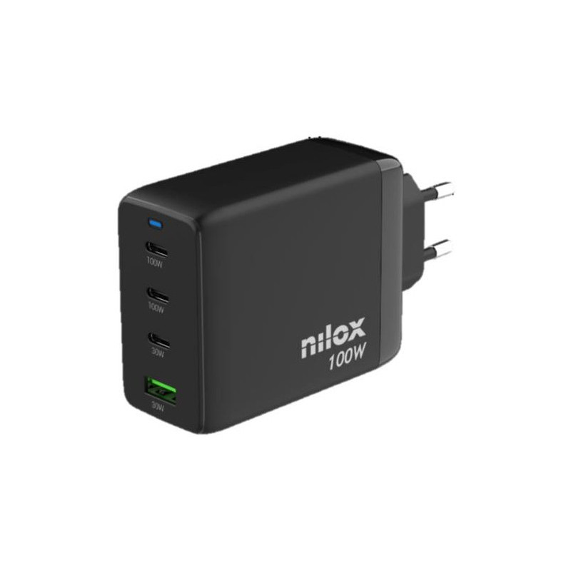 Nilox NXGANUSBC100 mobiililaitteen laturi Universaali Musta AC Pikalataus Sisätila