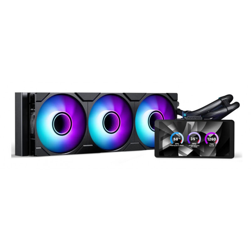 Phanteks Glacier One 360M25 LCD Suoritin All-in-one-nesteenjäähdytin 12 cm Musta 1 kpl
