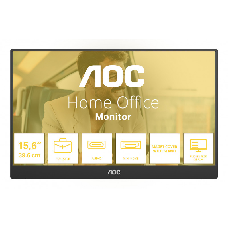 AOC 16T20E2 Kannettava televisio ja näyttö Kannettava näyttö Musta 39,6 cm (15.6") LED 1920 x 1080 pikseliä