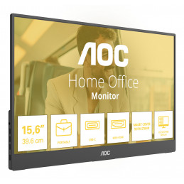 AOC 16T20E2 Kannettava televisio ja näyttö Kannettava näyttö Musta 39,6 cm (15.6") LED 1920 x 1080 pikseliä