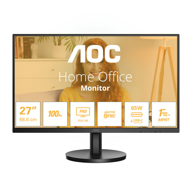 AOC 27B3CA2 tietokoneen litteä näyttö 68,6 cm (27") 1920 x 1080 pikseliä Full HD LED Musta