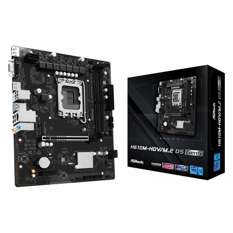 Asrock H610M-HDV M.2 D5 Gen5 Intel H610 LGA 1700 mikro ATX