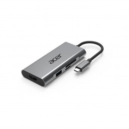 Acer GP.DCK11.00N kannettavien tietokoneiden telakka ja porttitoistin Langallinen USB 3.2 Gen 1 (3.1 Gen 1) Type-C Hopea