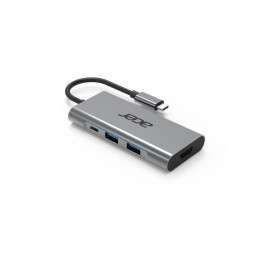 Acer GP.DCK11.00N kannettavien tietokoneiden telakka ja porttitoistin Langallinen USB 3.2 Gen 1 (3.1 Gen 1) Type-C Hopea
