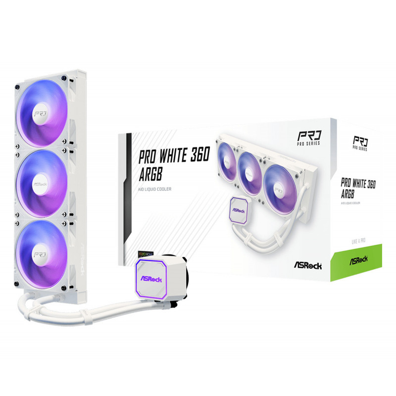 Asrock Pro White 360 ARGB Suoritin All-in-one-nesteenjäähdytin 12 cm Valkoinen