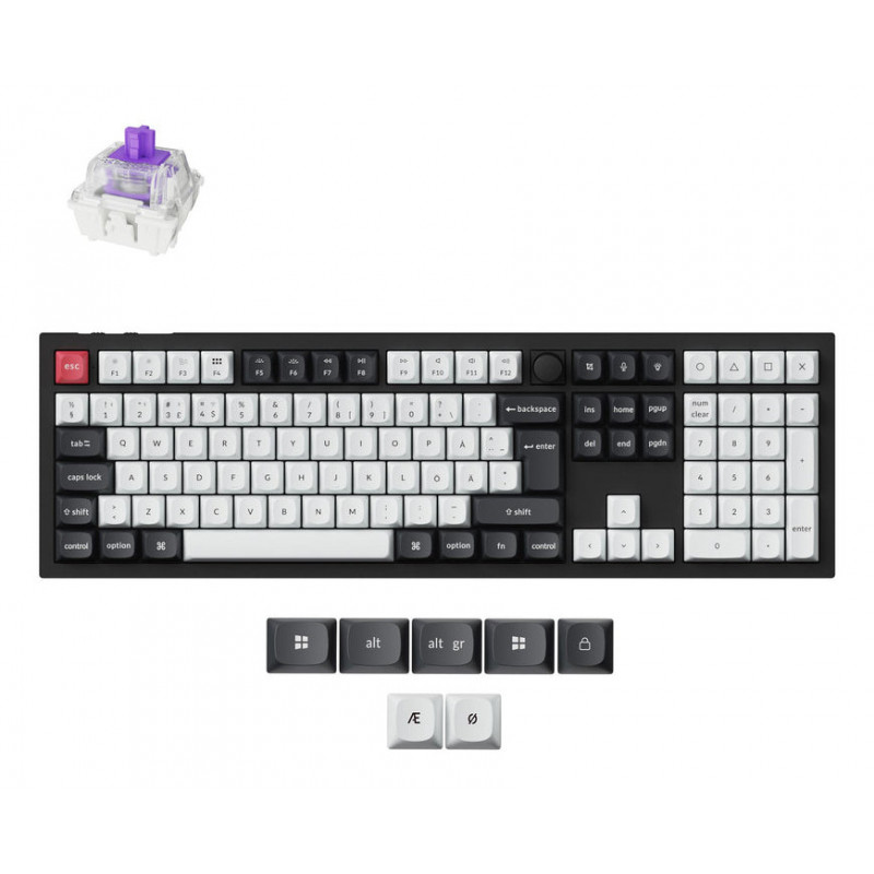 Keychron Q6 HE näppäimistö Universaali USB + RF Wireless + Bluetooth Pohjoismainen Musta, Hiili