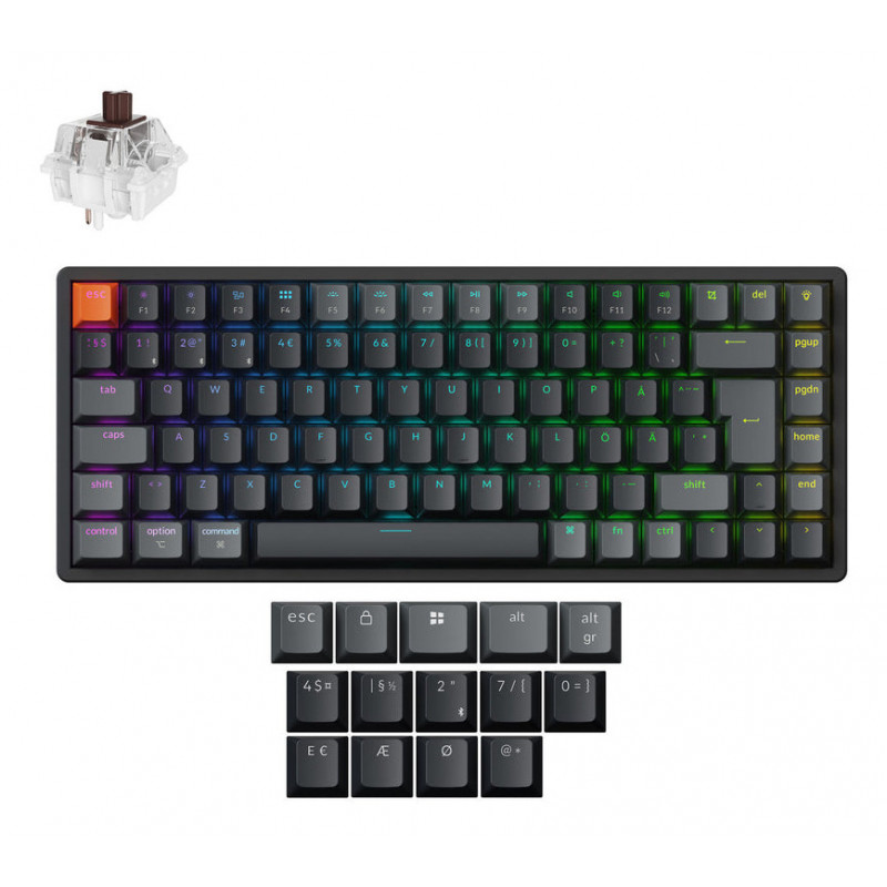 Keychron K2 Version 3 näppäimistö Universaali USB + RF Wireless + Bluetooth Pohjoismainen Musta, Hiili