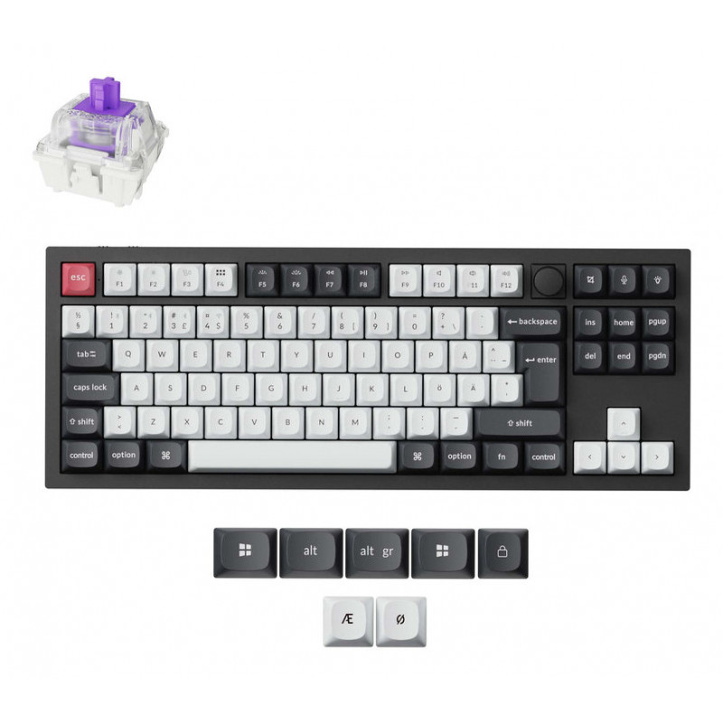 Keychron Q3 HE näppäimistö Universaali USB + RF Wireless + Bluetooth Pohjoismainen Musta, Hiili