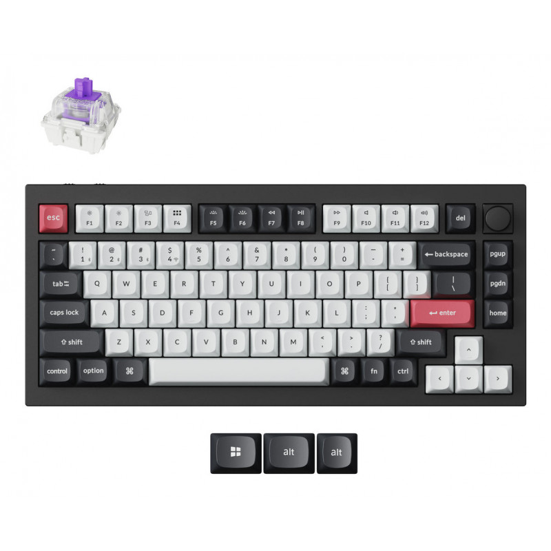 Keychron Q1 HE näppäimistö Universaali USB + RF Wireless + Bluetooth QWERTY Pohjoismainen Musta, Harmaa