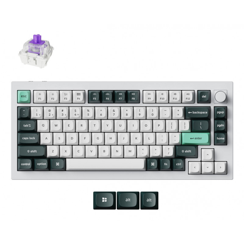 Keychron Q1 HE näppäimistö Universaali USB + RF Wireless + Bluetooth QWERTY Pohjoismainen Valkoinen