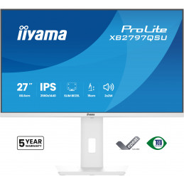 iiyama ProLite XB2797QSU-W1 tietokoneen litteä näyttö 68,6 cm (27") 2560 x 1440 pikseliä Quad HD LED Valkoinen