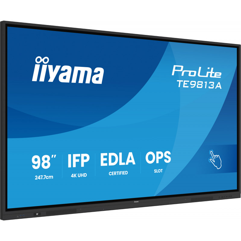iiyama TE9813A-B2AG infonäyttö Kioskimalli 2,48 m (97.5") Wi-Fi 500 cd m² 4K Ultra HD Musta Kosketusnäyttö Sisäänrakennettu