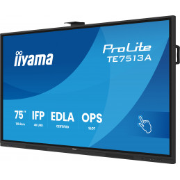 iiyama TE7513A-B2AG infonäyttö Interaktiivinen litteä paneeli 190,5 cm (75") Wi-Fi 500 cd m² 4K Ultra HD Musta Kosketusnäyttö