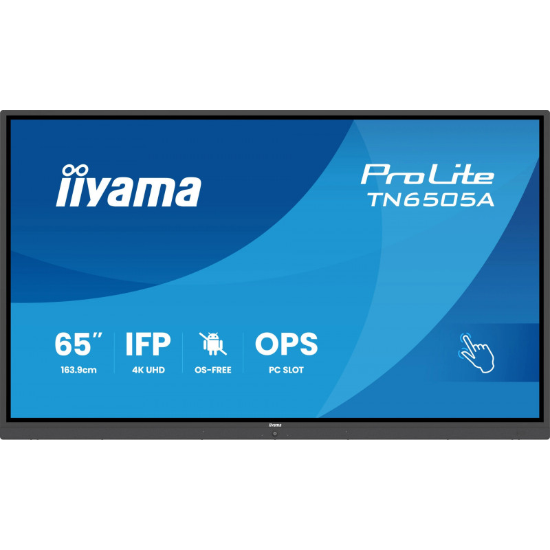 iiyama TN6505A-B1AG infonäyttö Interaktiivinen litteä paneeli 163,8 cm (64.5") 500 cd m² 4K Ultra HD Musta Kosketusnäyttö