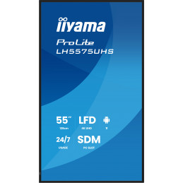 iiyama LH5575UHS-B2AG infonäyttö Digitaalinen litteä infotaulu 138,7 cm (54.6") LCD Wi-Fi 500 cd m² 4K Ultra HD Musta