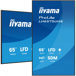 iiyama LH6575UHS-B2AG infonäyttö Digitaalinen litteä infotaulu 163,8 cm (64.5") LCD Wi-Fi 500 cd m² 4K Ultra HD Musta