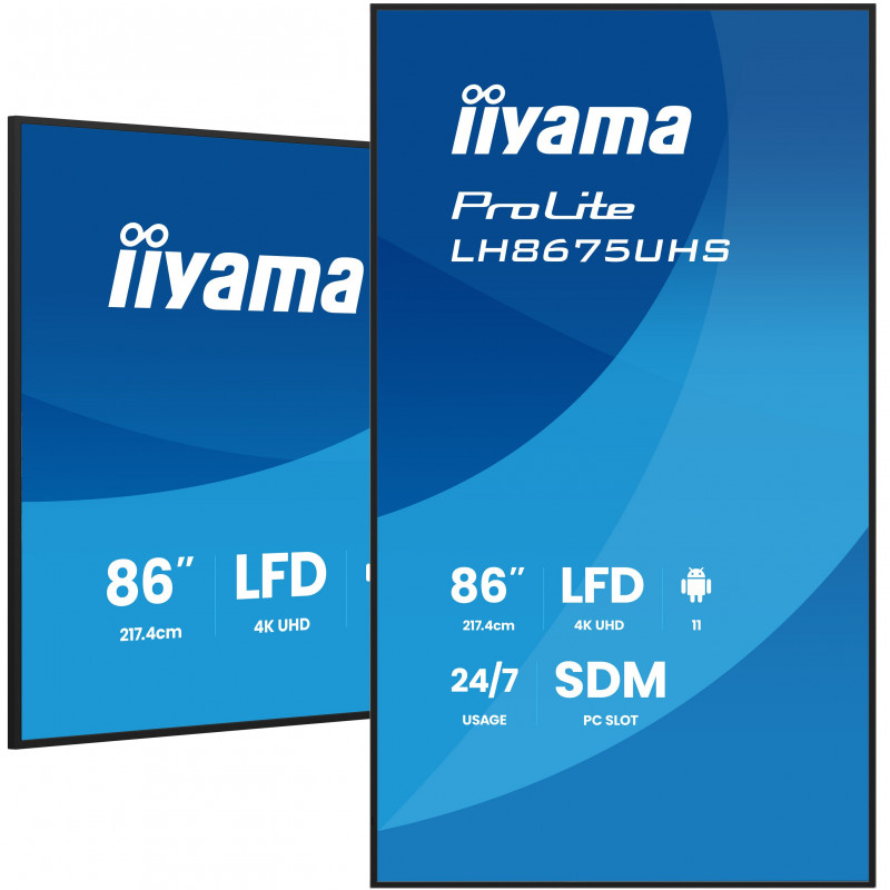 iiyama LH8675UHS-B2AG infonäyttö Digitaalinen litteä infotaulu 2,17 m (85.6") LCD Wi-Fi 500 cd m² 4K Ultra HD Musta