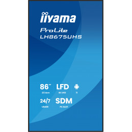 iiyama LH8675UHS-B2AG infonäyttö Digitaalinen litteä infotaulu 2,17 m (85.6") LCD Wi-Fi 500 cd m² 4K Ultra HD Musta