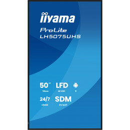 iiyama LH5075UHS-B2AG infonäyttö Digitaalinen litteä infotaulu 125,7 cm (49.5") LCD Wi-Fi 500 cd m² 4K Ultra HD Musta