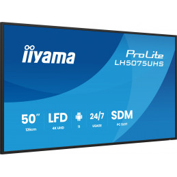 iiyama LH5075UHS-B2AG infonäyttö Digitaalinen litteä infotaulu 125,7 cm (49.5") LCD Wi-Fi 500 cd m² 4K Ultra HD Musta