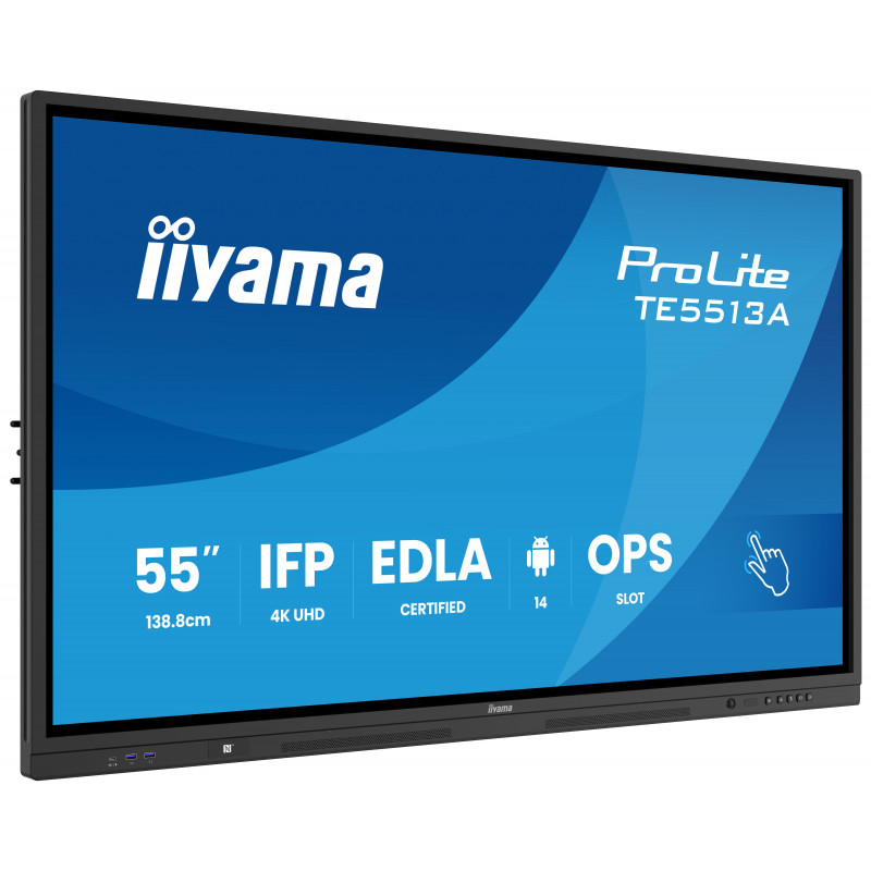 iiyama TE5513A-B2AG infonäyttö Interaktiivinen litteä paneeli 138,7 cm (54.6") Wi-Fi 500 cd m² 4K Ultra HD Musta Kosketusnäyttö