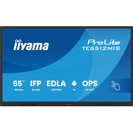 iiyama TE6512MIS-B4AG infonäyttö Kioskimalli 165,1 cm (65") LCD Wi-Fi 400 cd m² 4K Ultra HD Musta Kosketusnäyttö