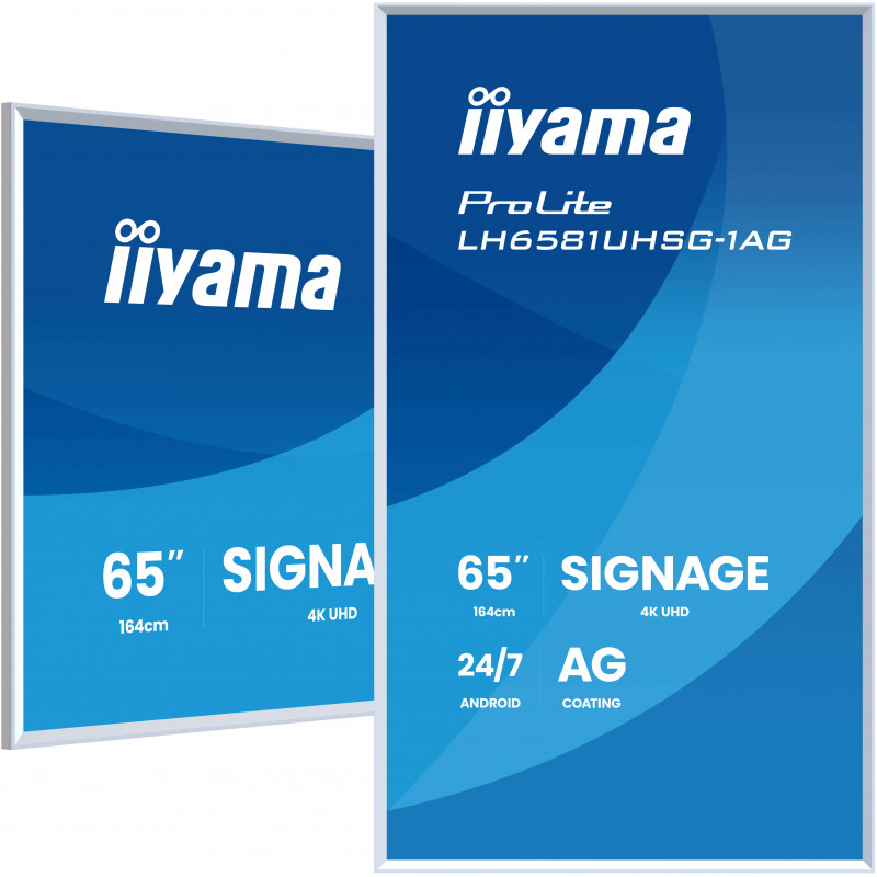 iiyama LH6581UHSG-1AG infonäyttö Digitaalinen litteä infotaulu 163,8 cm (64.5") Wi-Fi 500 cd m² 4K Ultra HD Valkoinen