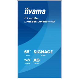 iiyama LH6581UHSG-1AG infonäyttö Digitaalinen litteä infotaulu 163,8 cm (64.5") Wi-Fi 500 cd m² 4K Ultra HD Valkoinen