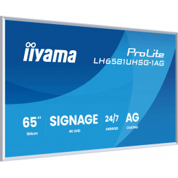 iiyama LH6581UHSG-1AG infonäyttö Digitaalinen litteä infotaulu 163,8 cm (64.5") Wi-Fi 500 cd m² 4K Ultra HD Valkoinen