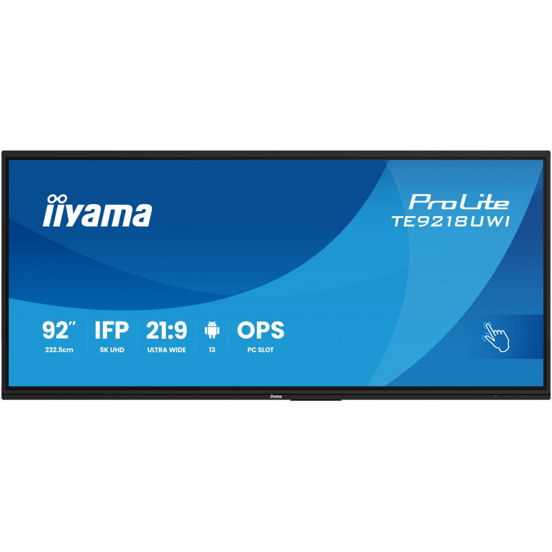 iiyama TE9218UWI-B1AG infonäyttö Kioskimalli 2,32 m (91.5") LED Wi-Fi 500 cd m² 5K Ultra HD Musta Kosketusnäyttö