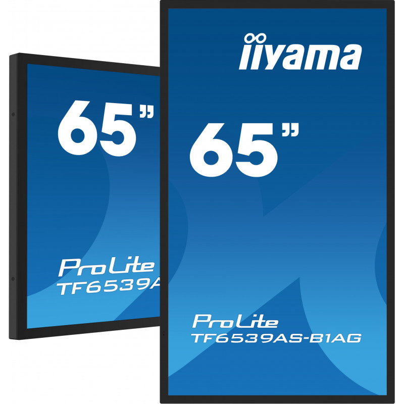 iiyama TF6539AS-B1AG infonäyttö Kioskimalli 163,8 cm (64.5") LED 435 cd m² 4K Ultra HD Musta Kosketusnäyttö Sisäänrakennettu
