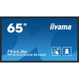 iiyama TF6539AS-B1AG infonäyttö Kioskimalli 163,8 cm (64.5") LED 435 cd m² 4K Ultra HD Musta Kosketusnäyttö Sisäänrakennettu