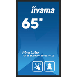 iiyama TF6539AS-B1AG infonäyttö Kioskimalli 163,8 cm (64.5") LED 435 cd m² 4K Ultra HD Musta Kosketusnäyttö Sisäänrakennettu