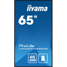 iiyama LH6560UHS-B2AG infonäyttö Digitaalinen A-taulu 163,8 cm (64.5") LED Wi-Fi 500 cd m² 4K Ultra HD Musta Sisäänrakennettu