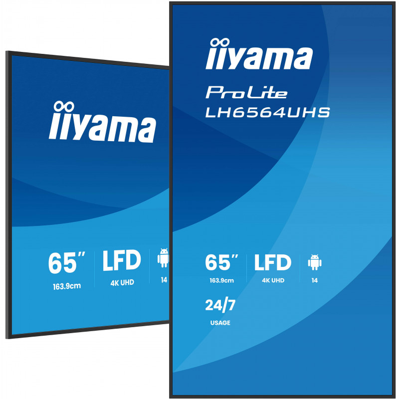 iiyama LH6564UHS-B1AG infonäyttö Digitaalinen litteä infotaulu 165,1 cm (65") Wi-Fi 500 cd m² 4K Ultra HD Musta