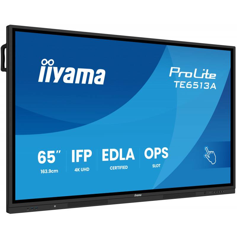 iiyama TE6513A-B1AG infonäyttö Interaktiivinen litteä paneeli 163,8 cm (64.5") Wi-Fi 500 cd m² 4K Ultra HD Musta Kosketusnäyttö