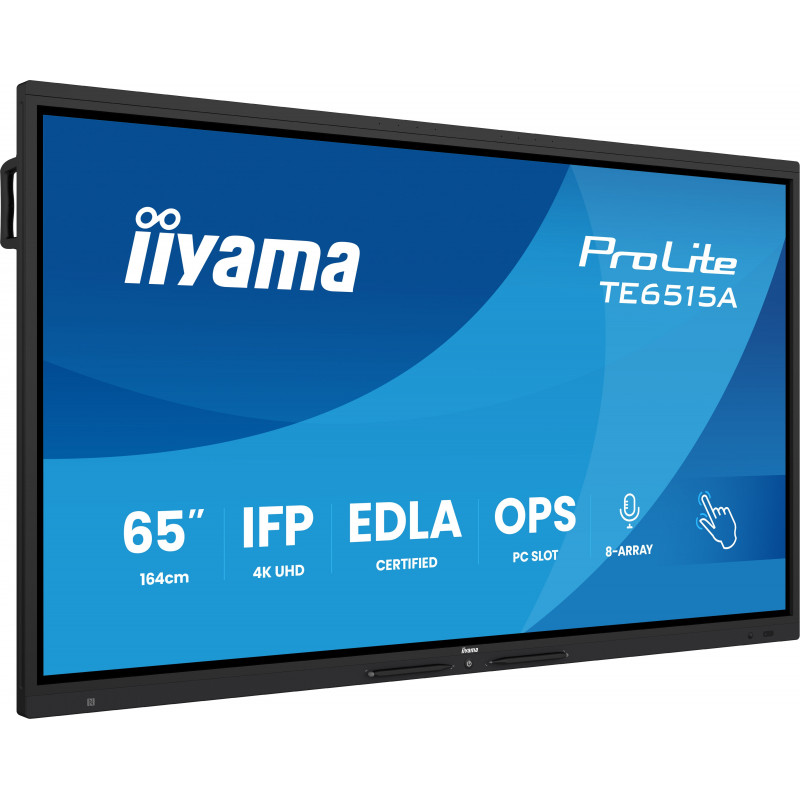 iiyama TE6515A-B1AG infonäyttö Interaktiivinen litteä paneeli 163,8 cm (64.5") Wi-Fi 550 cd m² 4K Ultra HD Musta Kosketusnäyttö
