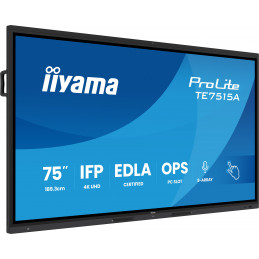 iiyama TE7515A-B1AG infonäyttö Interaktiivinen litteä paneeli 190,5 cm (75") Wi-Fi 550 cd m² 4K Ultra HD Musta Kosketusnäyttö