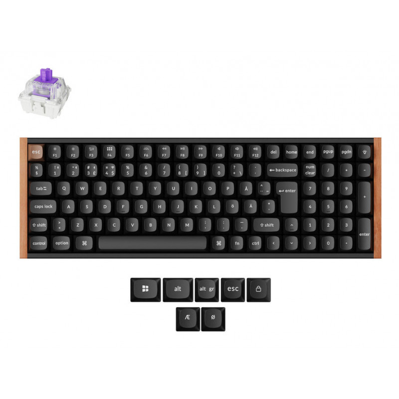 Keychron K4 HE näppäimistö Universaali USB + RF Wireless + Bluetooth Pohjoismainen Musta, Puu