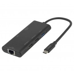 Deltaco USBC-HDMI31 kannettavien tietokoneiden telakka ja porttitoistin USB Type-C Musta