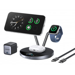 Anker B25X7G11 mobiililaitteen laturi Kuulokkeet, Älypuhelin, Älykello Musta USB Langaton lataaminen Pikalataus Sisätila