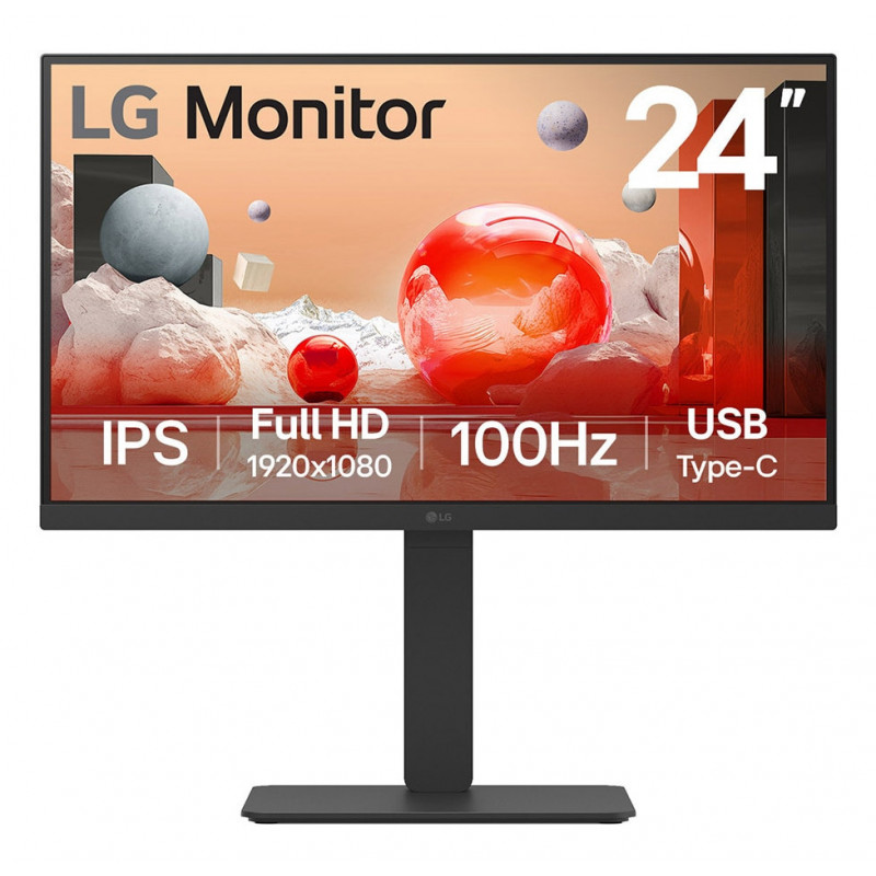 LG 24BA650 tietokoneen litteä näyttö 60,5 cm (23.8") 1920 x 1080 pikseliä Full HD LED Musta