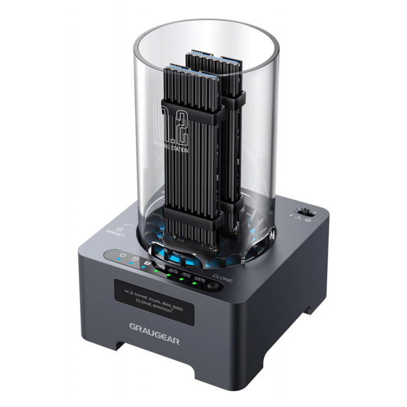 GRAUGEAR G-M2DK-CL-20G tallennusaseman telakointiasema USB 3.2 Gen 2x2 Type-C Musta
